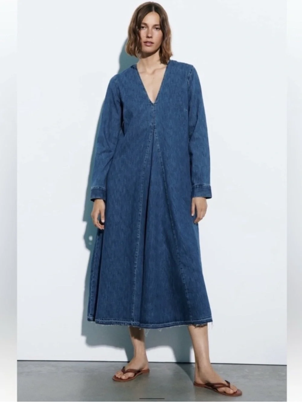 zara maxi denim dress ZARA Denim Maxi Dress by Zara